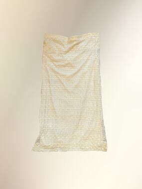 Espresso Ivory Cream Lace Bodycon Tube Maxi Skirt Lined Long Women's M